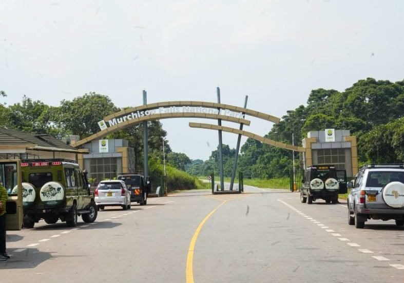 The main entrance gate to Murchison Falls National Park, Uganda