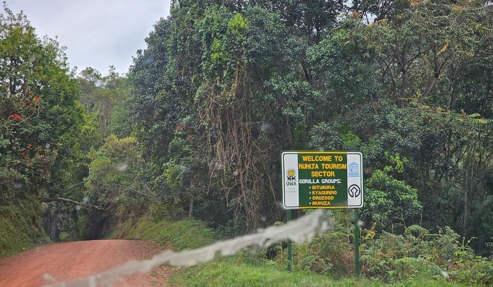 The entrance gate to the Ruhija sector of Bwindi Impenetrable National Park.