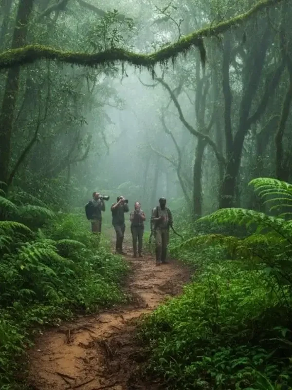 Guided forest walk trail in Bwindi Impenetrable National Park